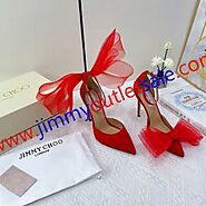Jimmy Choo Averly 100 Pumps Suede With Oversized Mesh Bows Red