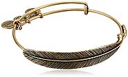 Alex and Ani Earth Sultry "Quill Feather" Rafaelian Gold Finish Bracelet