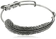 Alex and Ani Earth Sultry "Plume Feather" Bangle Bracelet, 7.75"