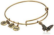 Amazon.com: Alex and Ani "Charity by Design" Rafaelian Gold Finish Expandable Wire Bangle Bracelet with Butterfly Cha...