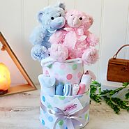 One of Each Twin Girl & Boy Premium Nappy Cake | Perfect Little Bundles