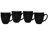 Culver 16-Ounce Bistro Ceramic Mug, Black, Set of 4