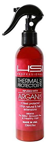 HSI PROFESSIONAL #1 THERMAL PROTECTOR 450 WITH ARGAN OIL FOR FLAT IRON, INFUSED WITH VITAMINS A,B,C & D. CREATES SILK...