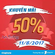 Vinaphone khuyến mãi tặng 50% mỗi thẻ nạp ngày vàng 11/8/2017