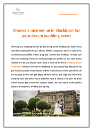 Choose a nice venue in Blackburn for your dream wedding event