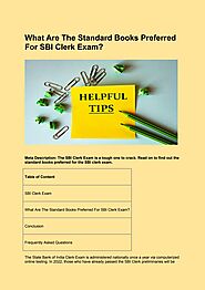 Are you looking Standard Books For SBI Clerk Exam?