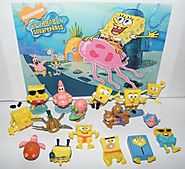 Spongebob and Friends Deluxe Figure Set Toy of 17 with Patrick, Sandy, Gary, Plankton, Caveman Spongebob, Life Guard ...