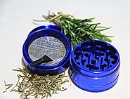 Herb Grinder, Spice and Tobacco Grinder - Blue Herb Grinder - 4 Piece Chamber with Pollen Catcher and Scraper. H &amp...