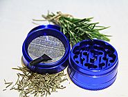 Herb Grinder, Spice and Tobacco Grinder - Blue Herb Grinder - 4 Piece Chamber with Pollen Catcher and Scraper. H & S ...