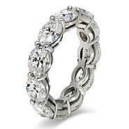 PEKA 11 Carat Oval Diamond Eternity Band in 18K White Gold Shared Prong 70 pointer by Mike Nekta