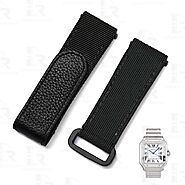 Canvas nylon velcro strap Quickswitch for New Cartier Santos Black | Dark Blue