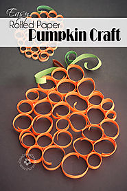 Easy Rolled Paper Pumpkin Craft - onecreativemommy.com