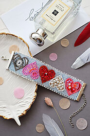 DIY Beaded Bracelet Embroidery Kit “Hearts”]