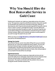 Why You Should Hire the Best Removalist Service in Gold Coast