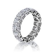 Alia 4 Carat Asscher Diamond with Halos Eternity Band in 18k White Gold Shared Prong