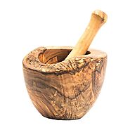 Olive wood mortar and pestle