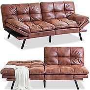 Opoiar Futon Sofa Bed Modern, Memory Foam Futon Sofa Bed Couch Sleeper Convertible Futon Couch, Memory Foam Couch Con...