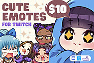 I will create custom cute twitch emotes for streamers and vtubers