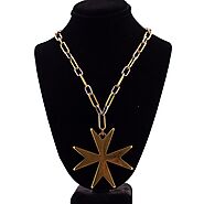 Two Tone Maltese Cross Necklace
