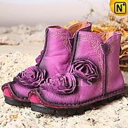 CWMALLS Handmade Leather Purple Boots CW350152