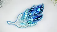 DIY Beaded Brooch Kit - Turquoise Feather