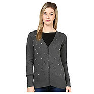 Buy Being Human Gray V Neck Buttoned Cardigans @ 1,724