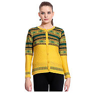Buy 90 West Yellow Woollen Buttoned Cardigans @Rs.999