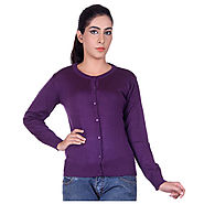 Buy Ogarti Purple Acrylic Buttoned Cardigans @ Rs.550 Only