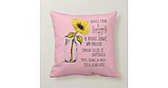 Sunflower Advice Pale Pink Throw Pillow