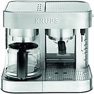 KRUPS XP6040 Die Cast Pump Espresso Machine and Coffee Maker Combination with Milk Frothing Nozzle, 10-Cup