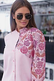 Beaded pink linen shirt,Long sleeve shirts.Shirt embroidered with Beads, Ukrainian Hand Beaded Long Sleeved Blouse, s...