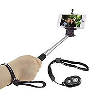CamKix Extendable Selfie Stick with Bluetooth Remote for Smartphones - With Universal Phone Holder up to 3.25 Inch in...