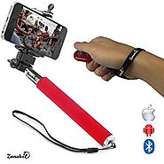 No 1 Best Seller Selfie Stick - Zonabel Extendable Monopod With Bluetooth Remote for iPhone & Android - Red