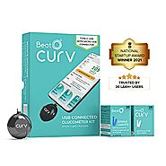 BeatO CURV Smartphone Connected Glucometer with 25 Strips & 25 Lancets