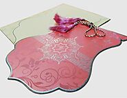 PINK SHIMMERY UNIQUE THEMED - SCREEN PRINTED WEDDING CARD : W-8229Q - 123WeddingCards