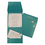 TURQUOISE SHIMMERY SCREEN PRINTED WEDDING INVITATION : IN-803A - 123WeddingCards