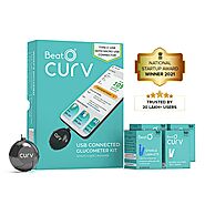 BeatO Curv Glucometer Kit with 25 strips & 10 lancets Usb Type- C & USB Type-C to Micro USB Connector