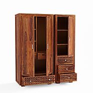 Catalina Wooden 3 Door Almirah With 4 Drawers Storage