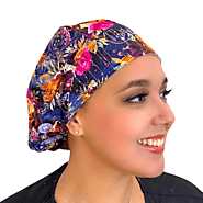 Bouffant Scrub Caps for Long Hair | Midnight Floral – Sunshine Caps Co.