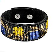 Black Beaded Bracelets, Men Beaded Bracelet,DIY Bracelet Making Kit, embroidery pattern, leather bracelet kit, bracel...