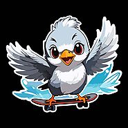 Shop Skating Bird Vector Sticker Design | Cre8iveSkill