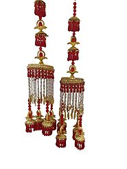 Exquisite Golden Kaleera with CZ Stone & Red Pearls for your Indian Wedding Attire | Buy Online in USA and Canada | K...