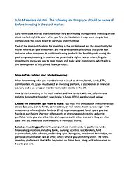 Julio M Herrera Velutini : The following are things you should be aware of before investing in the stock market