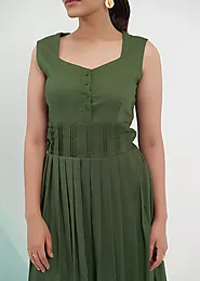 Green Cotton Crepe Dress | Agnes set