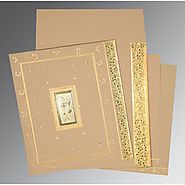 Golden Hindu Wedding Invitation Cards | W-1369 | 123WeddingCards
