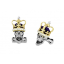 White Gold Skull Cufflinks with Purple Velvet and Diamond Encrusted Crown