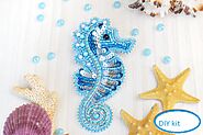 DIY beaded brooch Turquoise horse. Beaded brooch kit, crystal kit, Beaded Brooch Pin