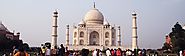 The white marble mausoleum is famous in the world Taj Mahal