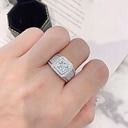 Buy VVS Moissanite Mens Iced Out Rings 14K White Gold - Gemistone