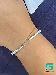 Round Cut Moissanite Diamond Claw Cuff Bracelet
